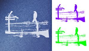 Simple Screen Pre-Burned Bird on Wire - Stained Glass Express 