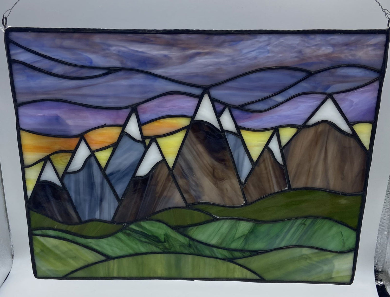 Snow Capped Mountains Panel - Stained Glass Express 