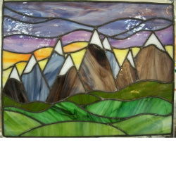 Snow Capped Mountains Panel - Stained Glass Express 