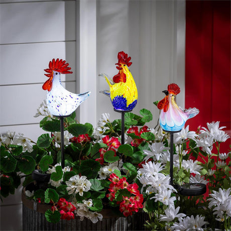 Solar Rooster Garden Stake