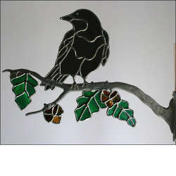 Stained Glass Crow on Branch - Stained Glass Express 