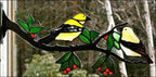 Stained Glass Goldfinch Pair on Branch - Stained Glass Express 