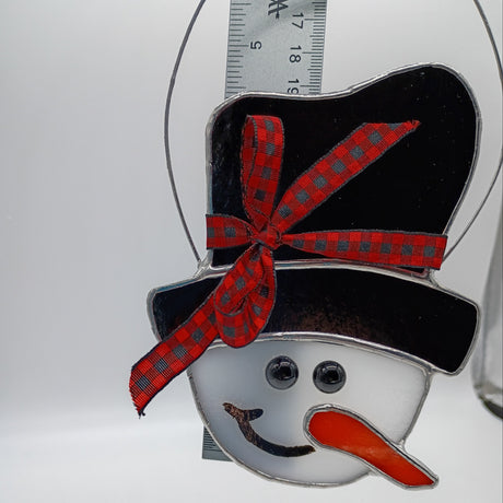 Snowman stained glass ornament
