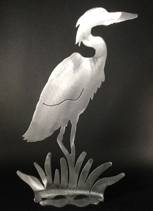 Stand Brushed Aluminum Heron 9" - Stained Glass Express 