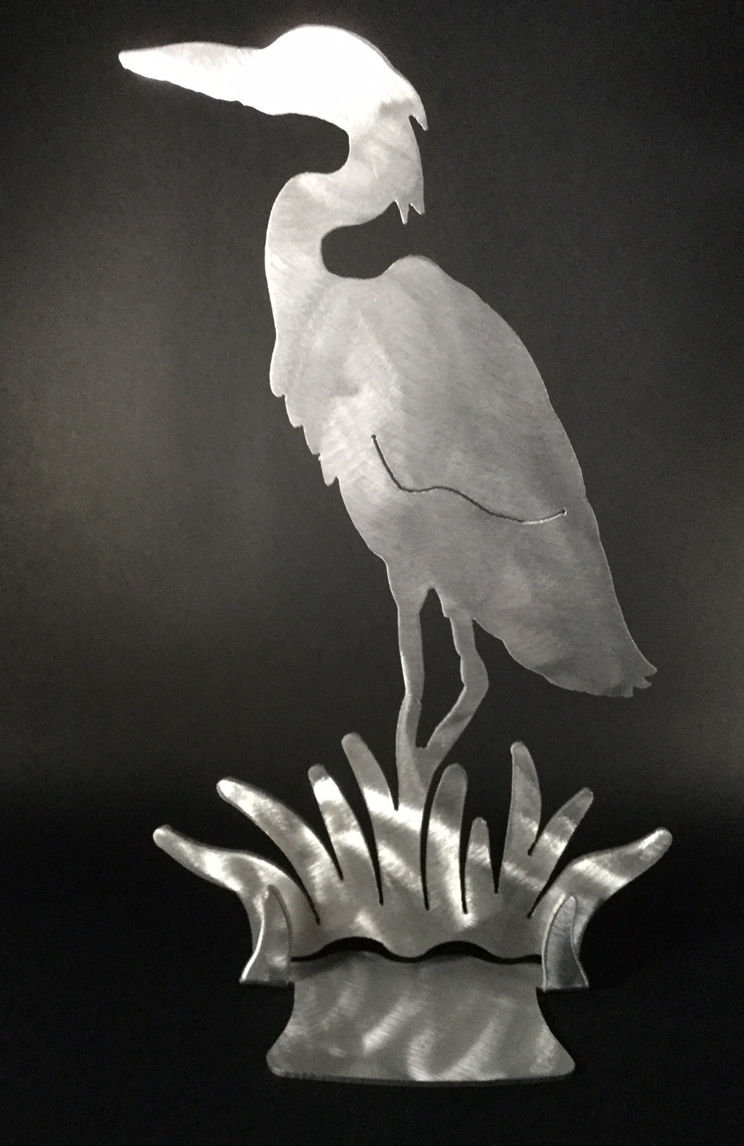 Stand Brushed Aluminum Heron 9" - Stained Glass Express 