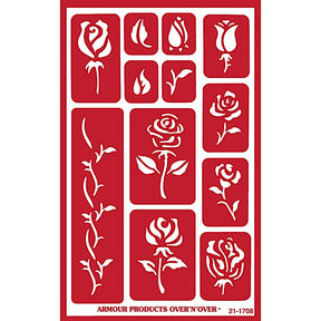 Stencil Over N Over Rose Buds - Stained Glass Express 