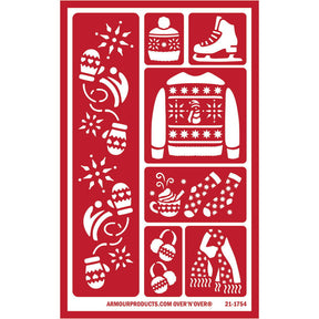 Stencil Over N Over Winter Gear - Stained Glass Express 