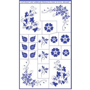 Stencil Rub N Etch Floral Corner - Stained Glass Express 