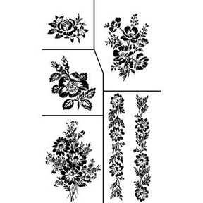 Stencil Rub N Etch Floral VIII - Stained Glass Express 