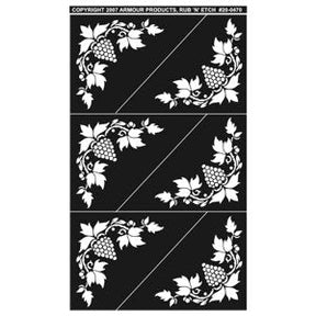 Stencil Rub N Etch Grape Corners - Stained Glass Express 