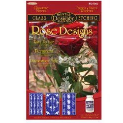 Stencil Set Rub N Etch Rose Design - Stained Glass Express 