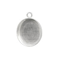 Sterling Silver Oval Bezel Cup with Loop 12 x 10 MM - Stained Glass Express 