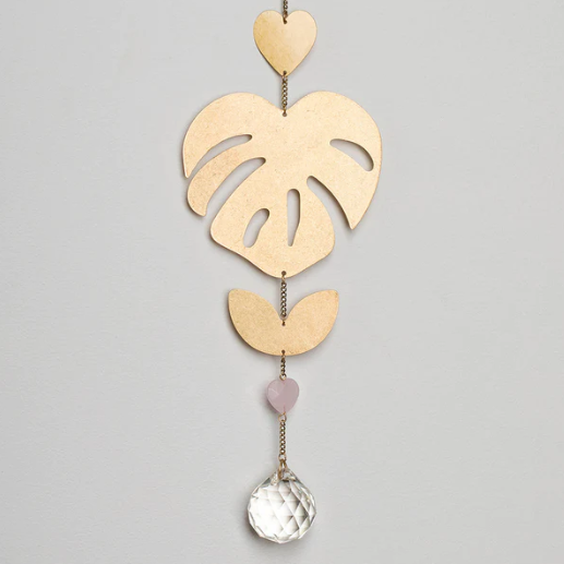Suncatcher Monstera Leaf/Rose Quartz - Stained Glass Express 