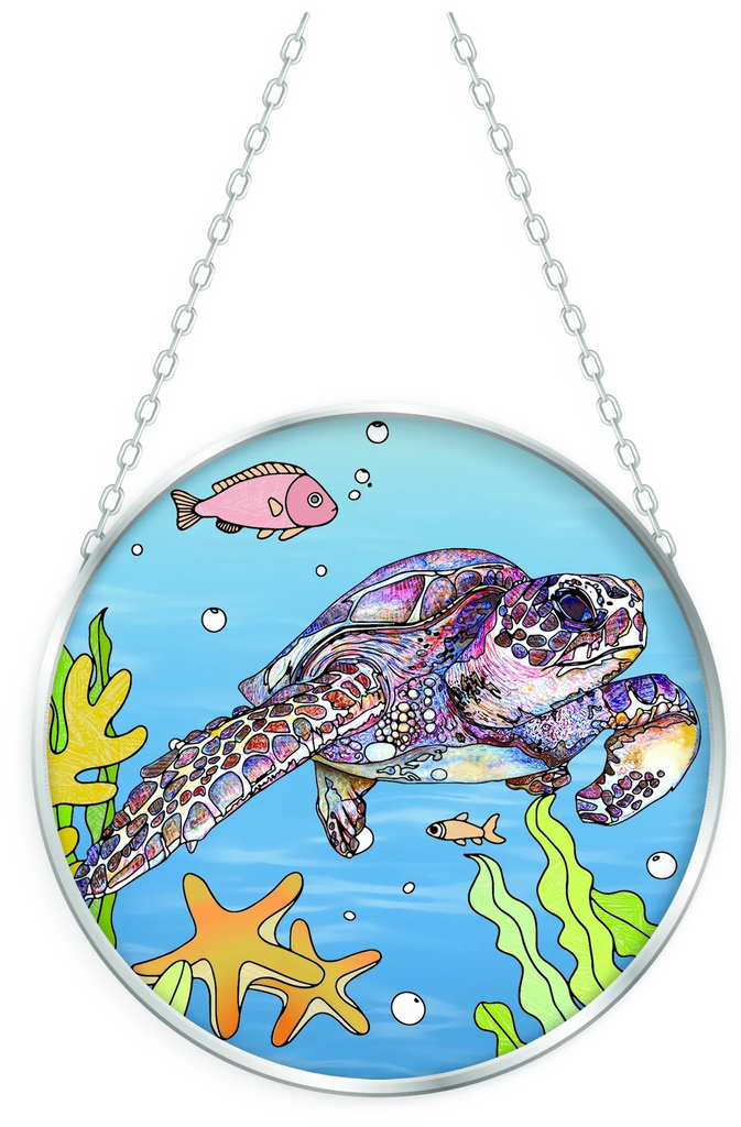 Swimming Sea Turtle Suncatcher - Stained Glass Express 