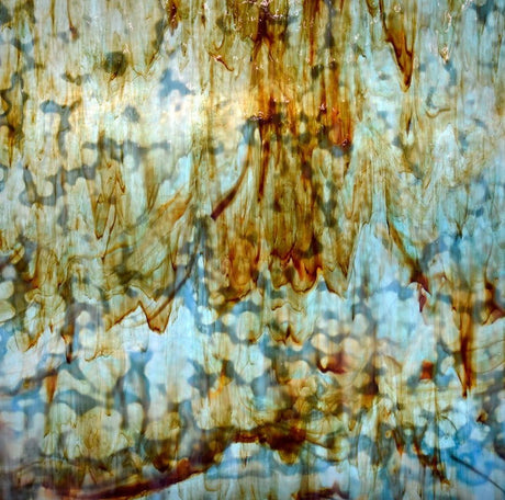 TEAL BLUE, BURNT RED, WHT MOTTLE - Stained Glass Express 