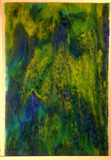 Turquoise, Lime Green, Cobalt Blue Stipple - Stained Glass Express 