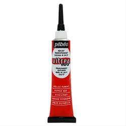 Vitrea 160 Transparent Glass Paint Outliner  Red - Stained Glass Express 