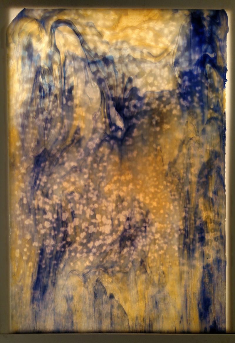 White Opal Cobalt Amber - Stained Glass Express 