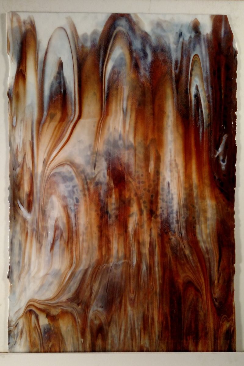 White Opal Rust Brown High Strike - Stained Glass Express 
