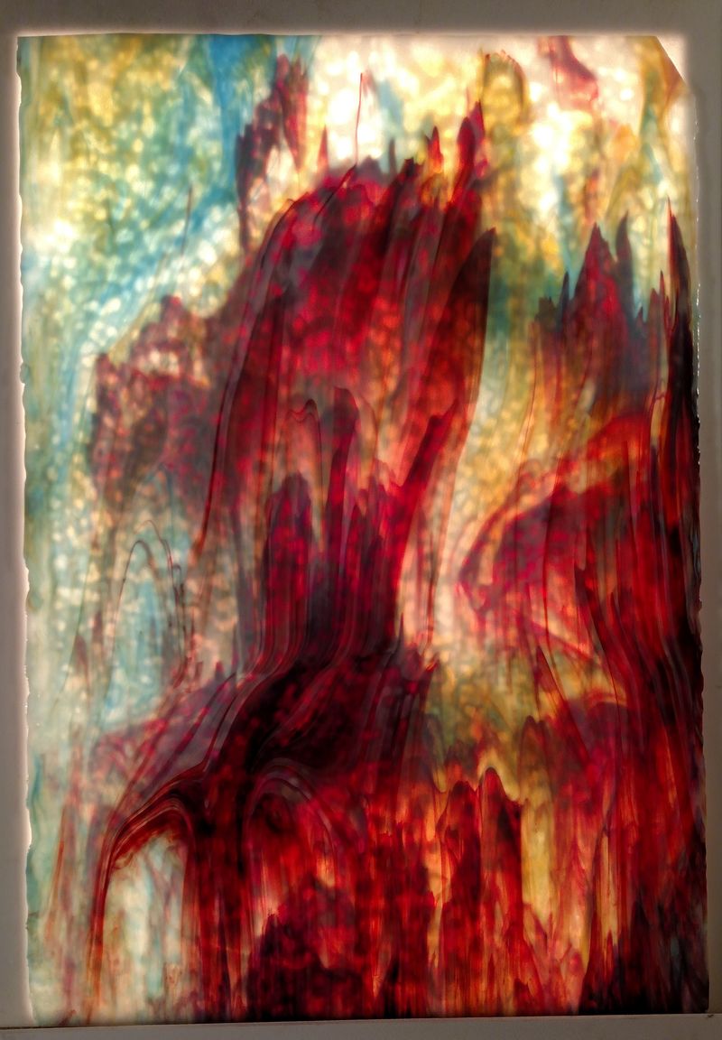 White, Turq, Copper Ruby & Silv Yellow Tiffany Repro - Stained Glass Express 