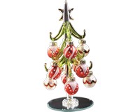 TREE 6"  Green with Red and White Ornaments