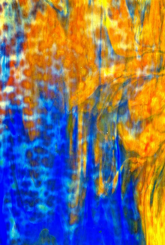 Yellow w/ Cobalt Blue True Dichro - Stained Glass Express 