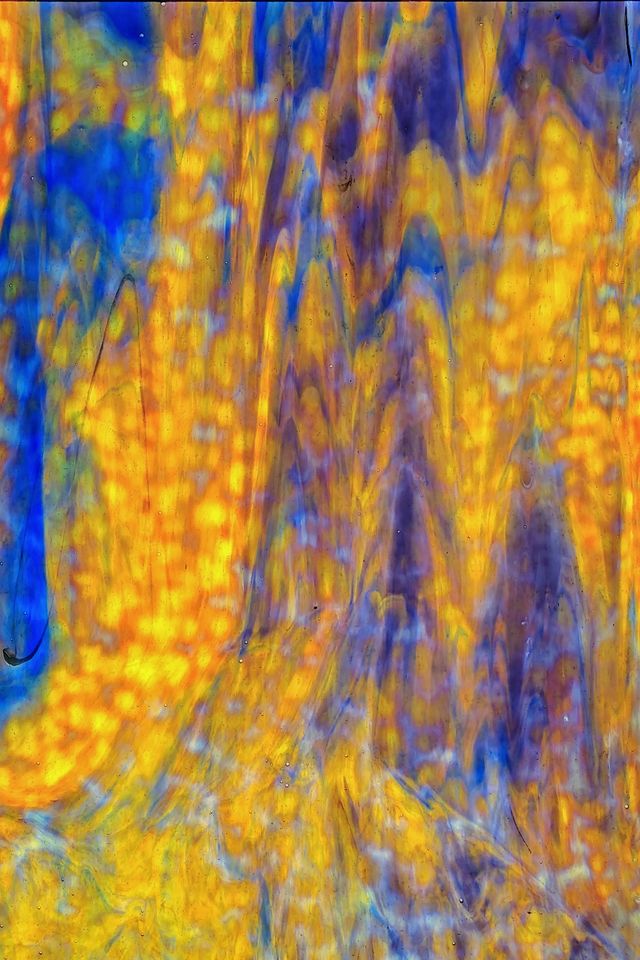 Yellow w/ Deep Purple and Cobalt Blue True Dichro - Stained Glass Express 