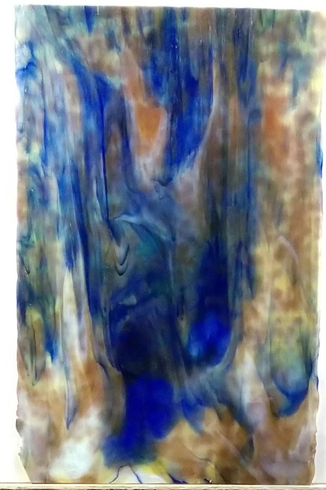 Yellow w/ White & Cobalt Blue True Dichro - Stained Glass Express 