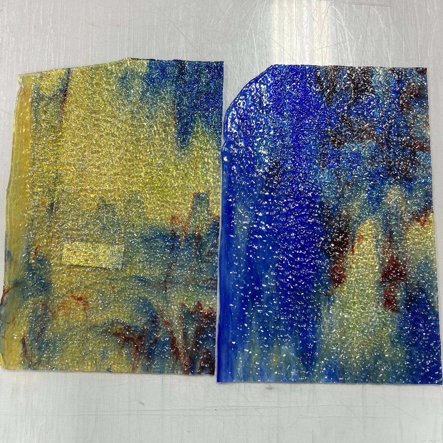 Amber with Blue, Red, Green and White Granite