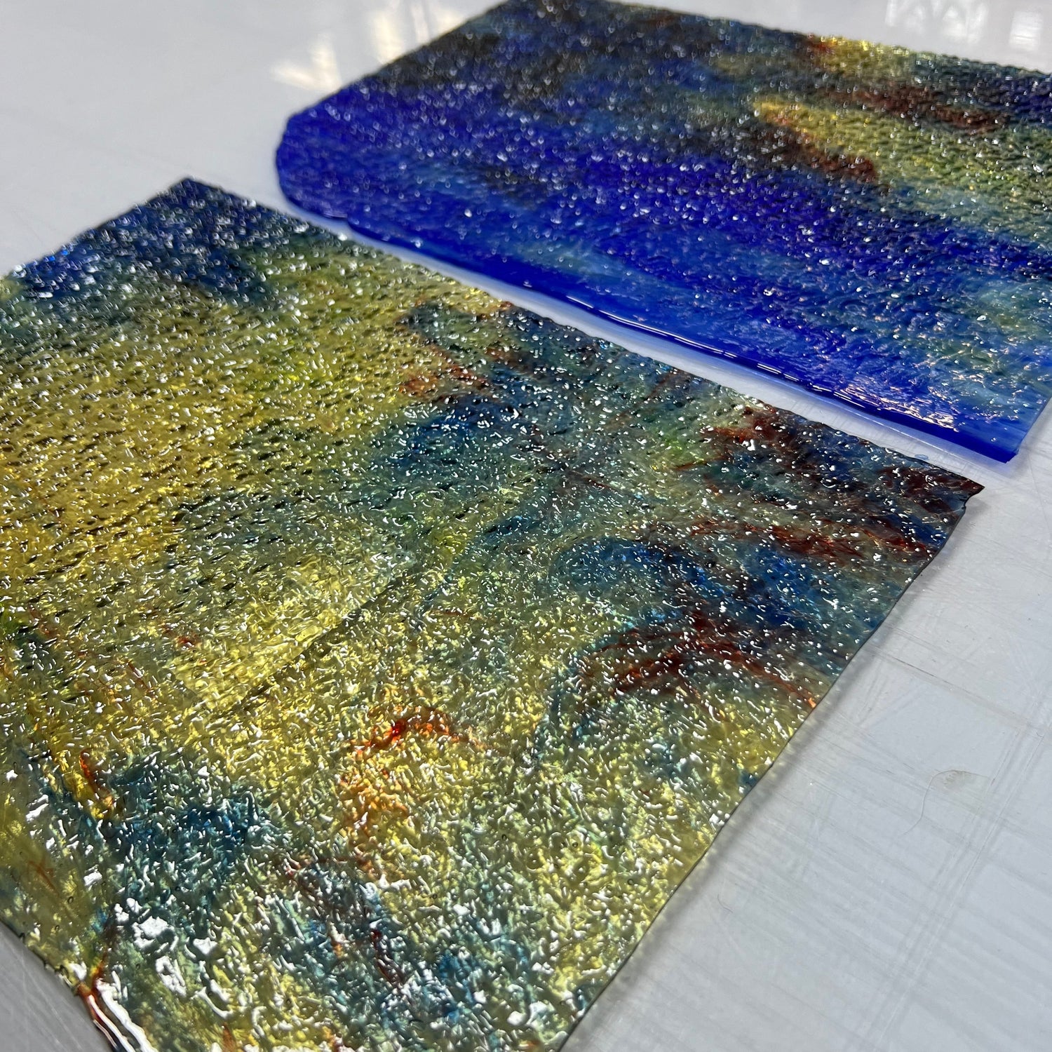 Amber with Blue, Red, Green and White Granite