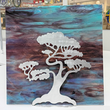 aluminum stand with stained glass