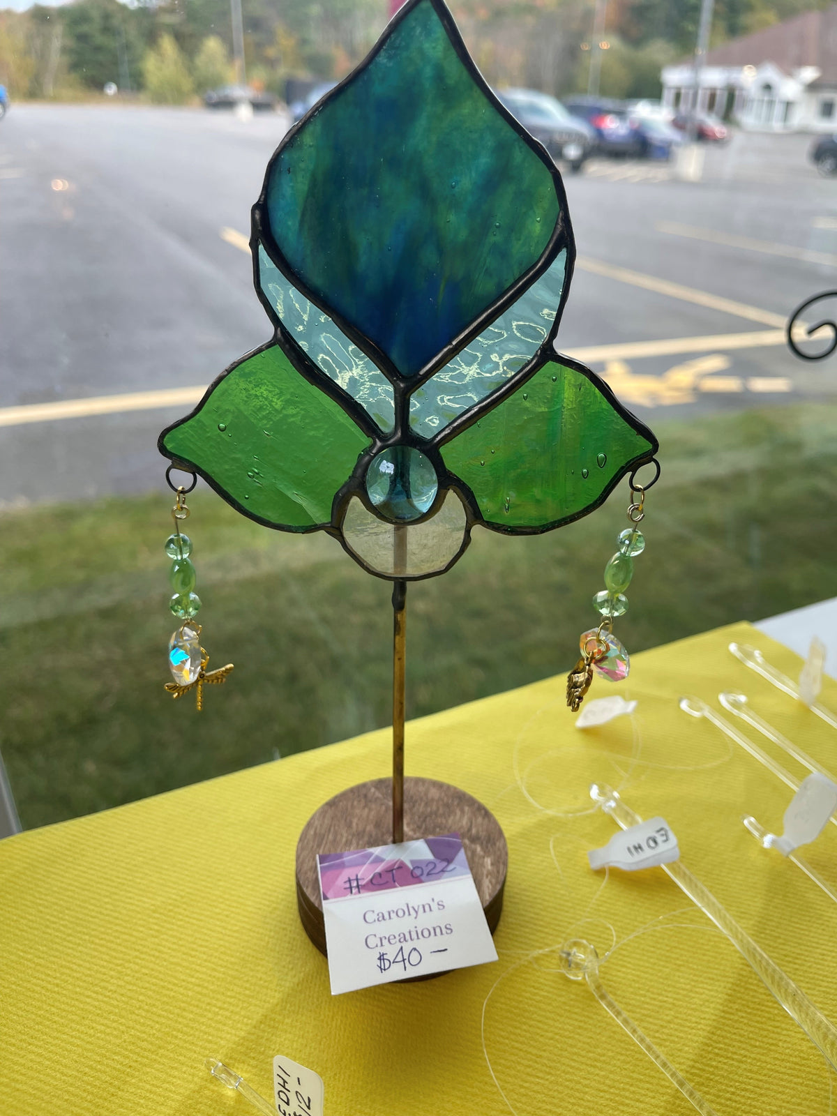 Bead Piece on Stand  Blue Green