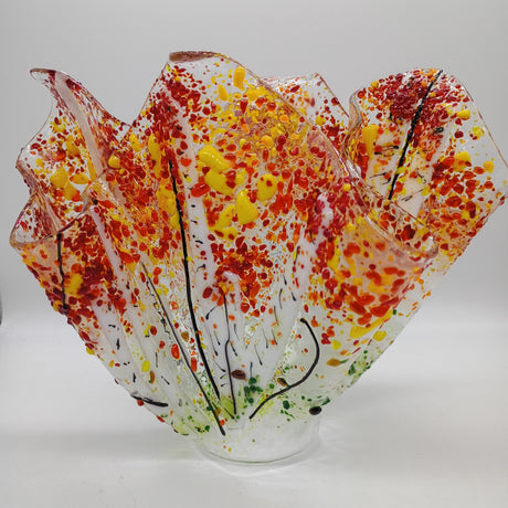fused glass freeform fall vase