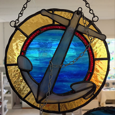 stained glass anchor emblem