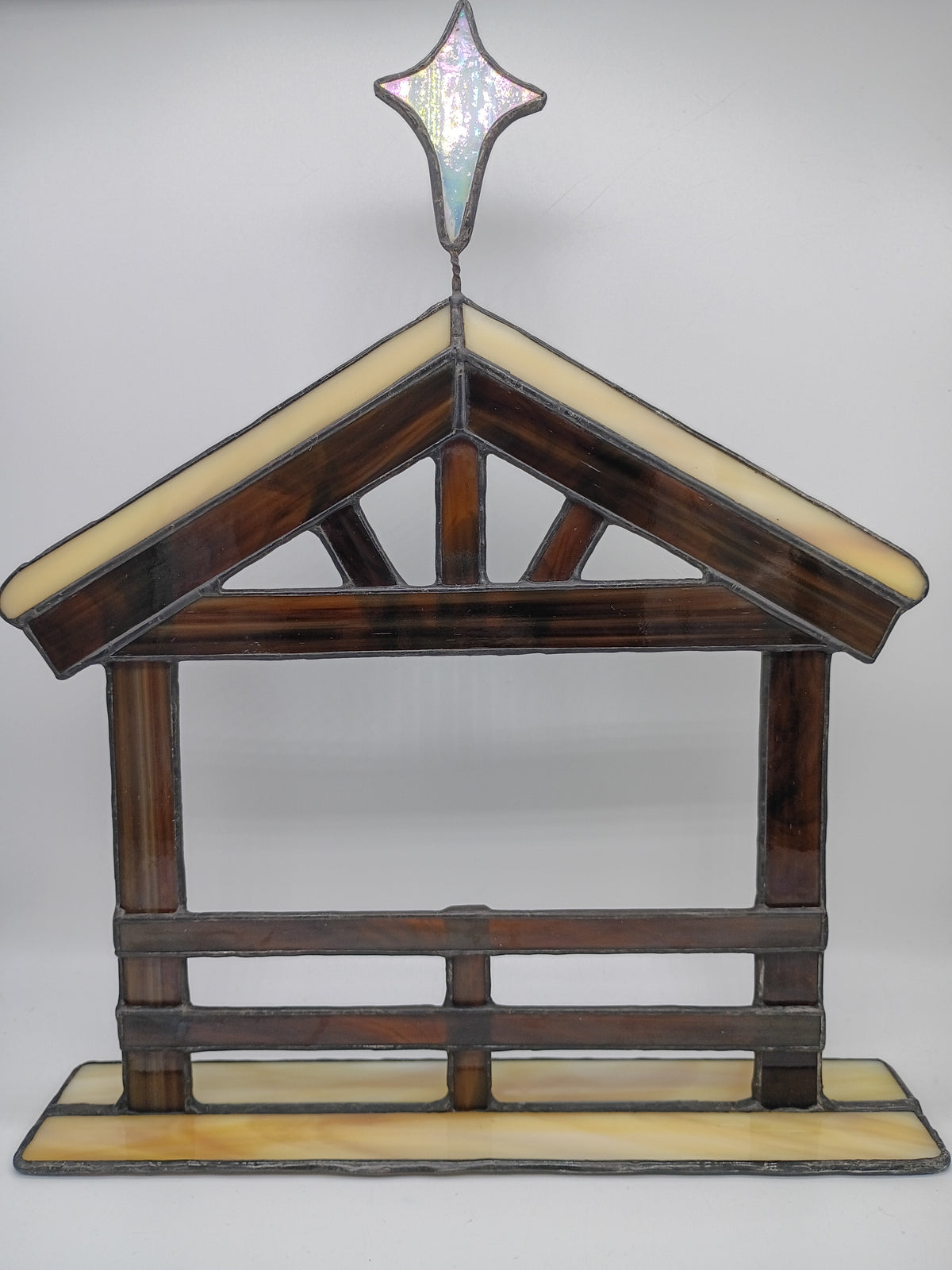 stained glass nativity stable
