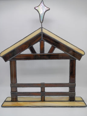 stained glass nativity stable