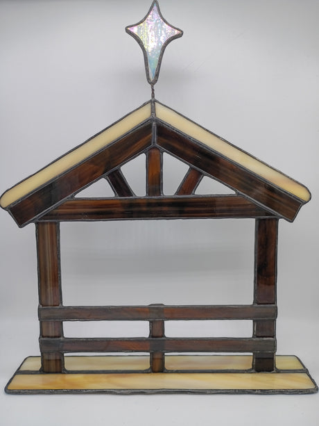 stained glass nativity stable