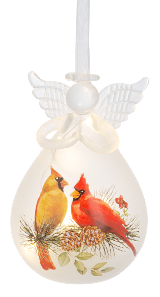 Ornament LED Glass Cardinal Angel