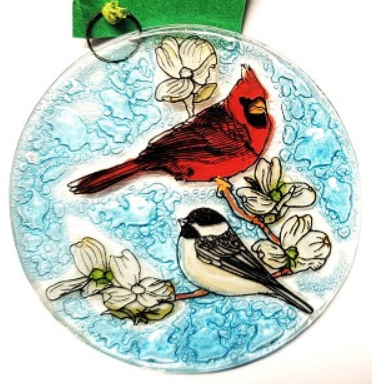 Cardinal and Chickadee Suncatcher