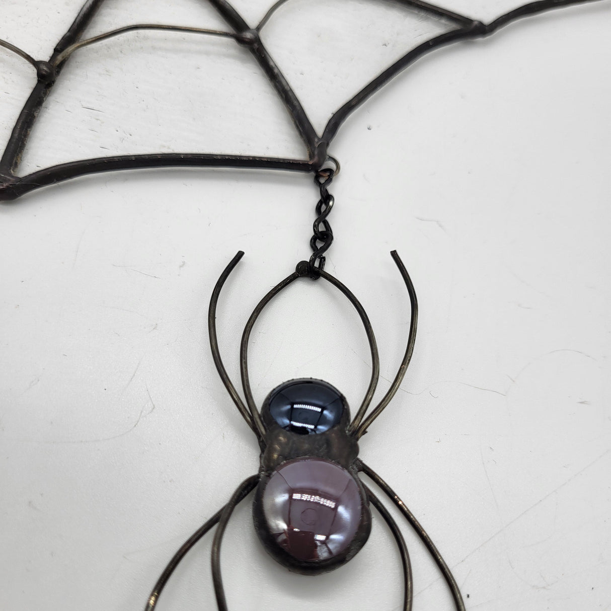 close up of stained glass spider