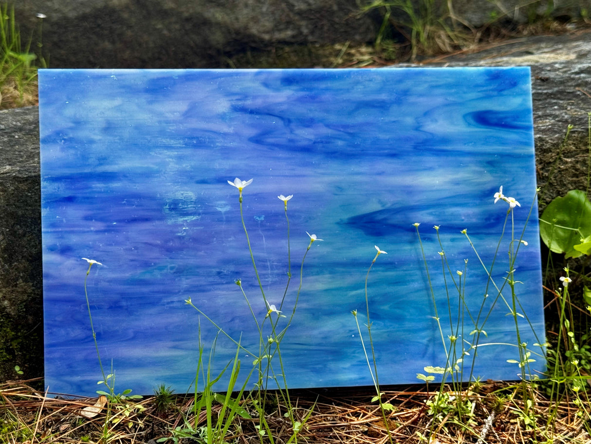 Medium Blue, White Opal Iridescent