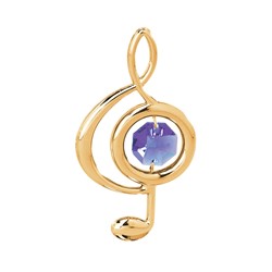 Crystal Swarovski Blue in 24K Gold Plated Treble Clef Small