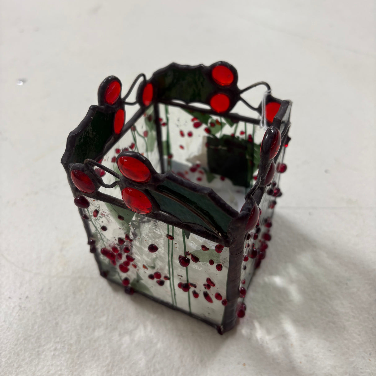 Holly Berry Glass Votive