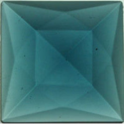 Glass Jewel, Square Faceted Steel Blue 40mm